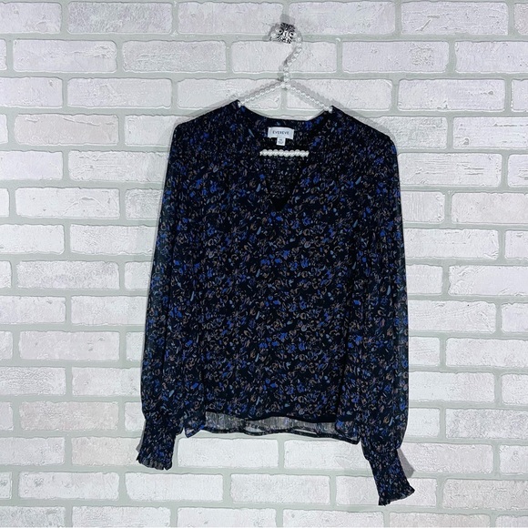 Evereve Petra Floral Print Long Sleeve Blouse in Plummulti Size XS - Picture 4 of 11